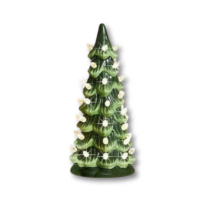 Świąteczna ceramiczna choinka z lampkami LED