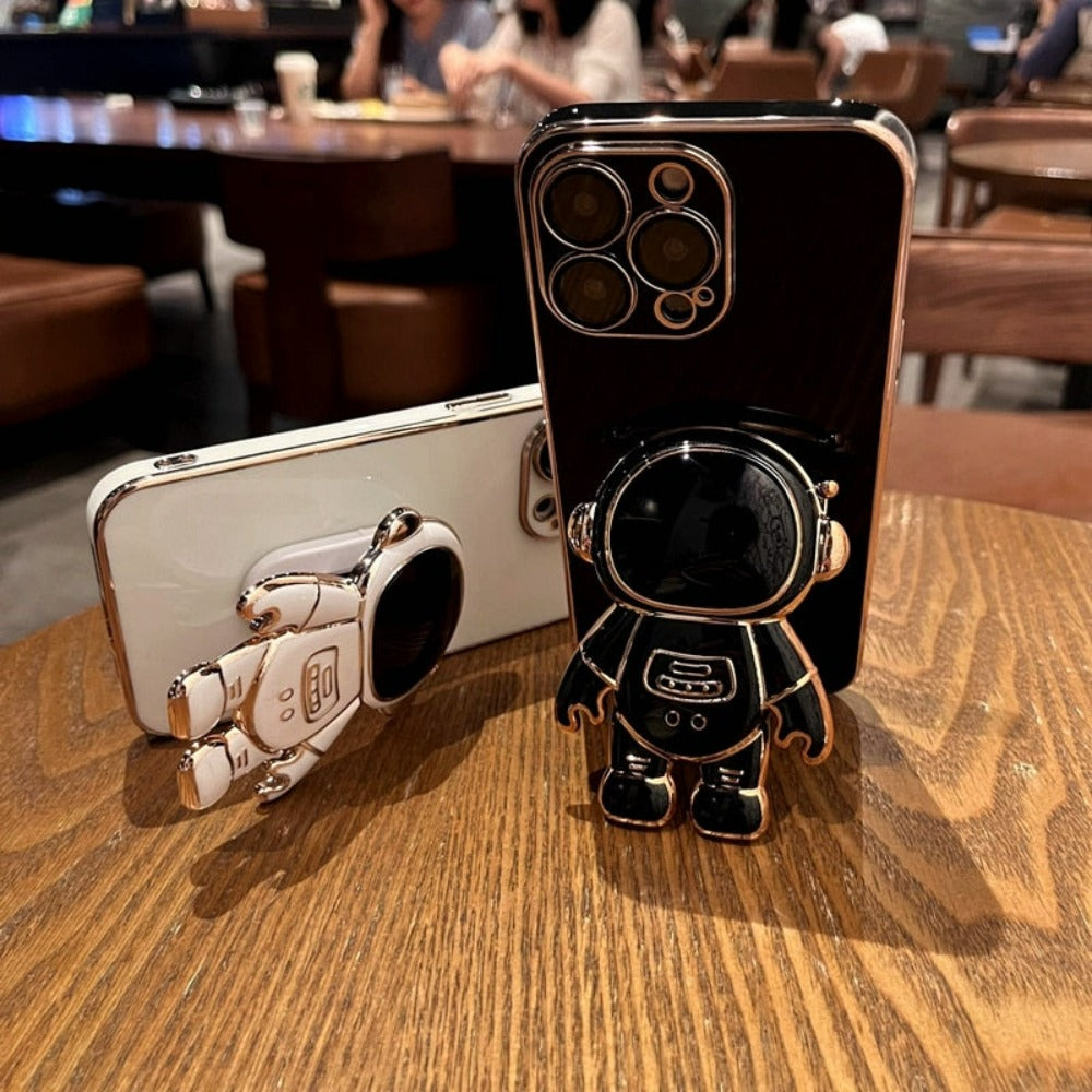 Wytrzymałe smukłe etui na telefon z podstawką iPhone - modny design astronauty