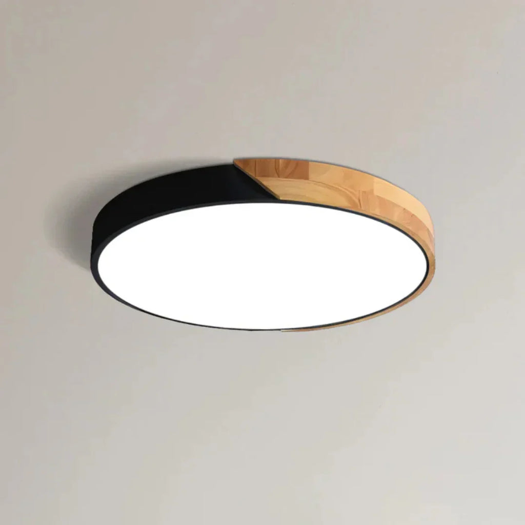 Minimalistyczna skandynawska drewniana lampa sufitowa natynkowa