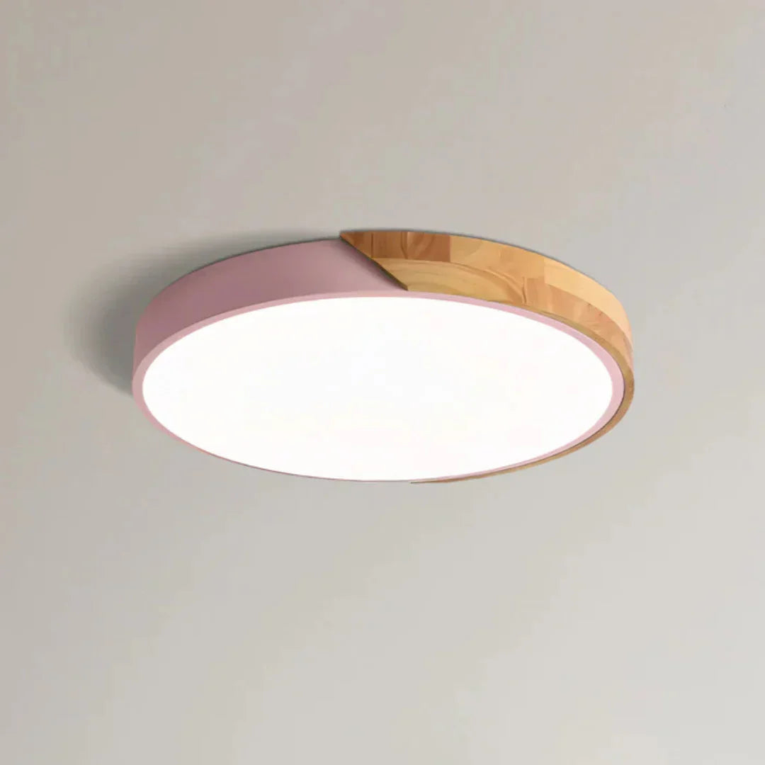 Minimalistyczna skandynawska drewniana lampa sufitowa natynkowa