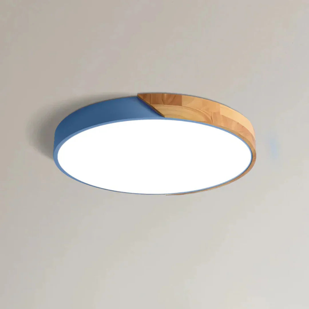 Minimalistyczna skandynawska drewniana lampa sufitowa natynkowa