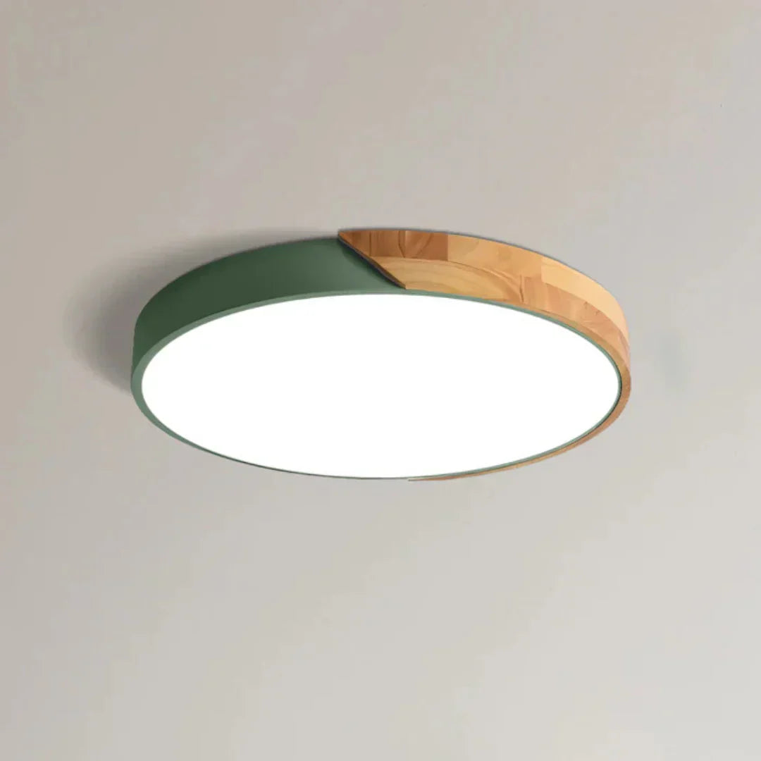 Minimalistyczna skandynawska drewniana lampa sufitowa natynkowa