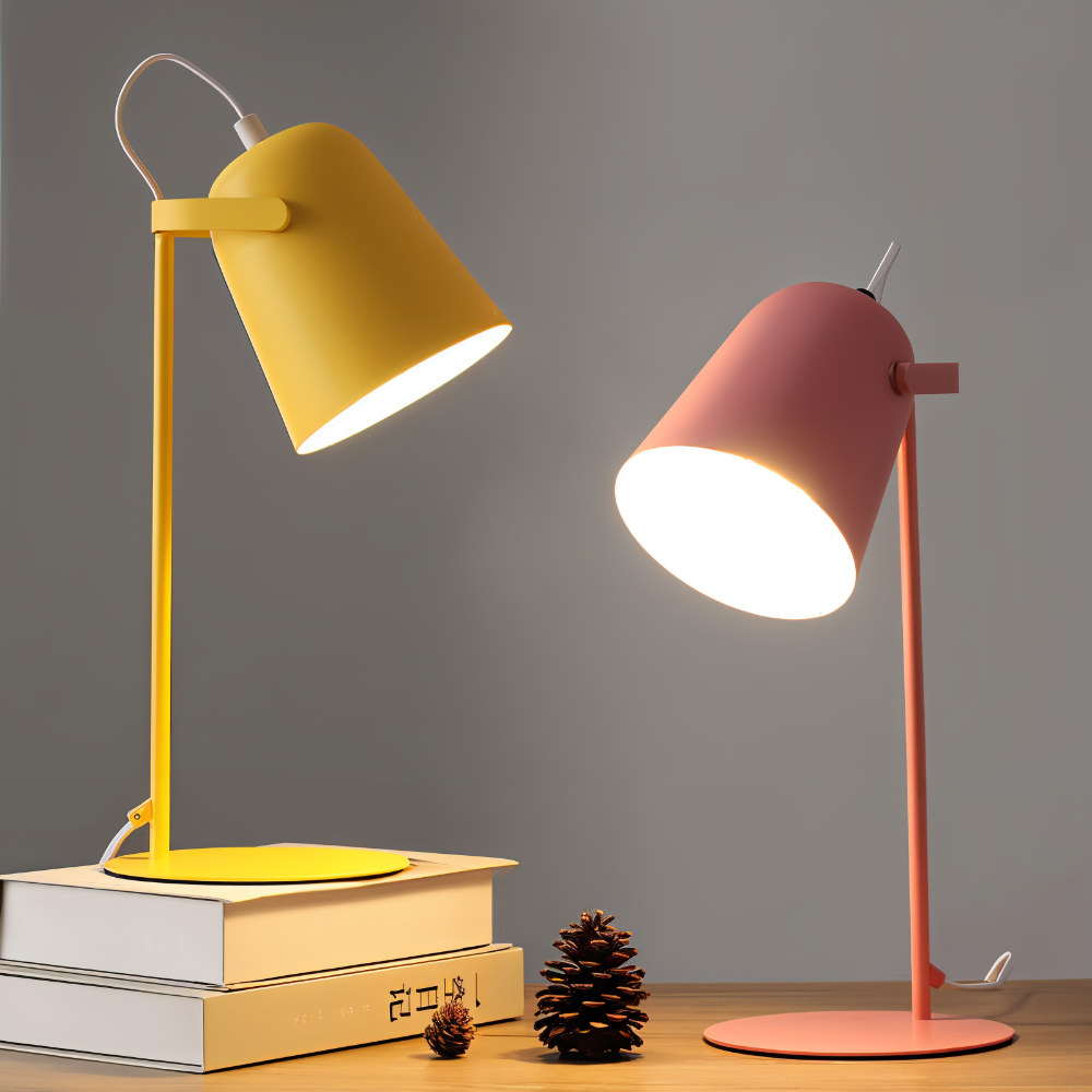Regulowana nowoczesna lampa biurkowa LED z obrotowym kloszem