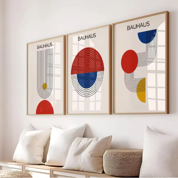 Abstrakcyjny Zestaw Dekoracji Ściennej Wydruki Bauhaus