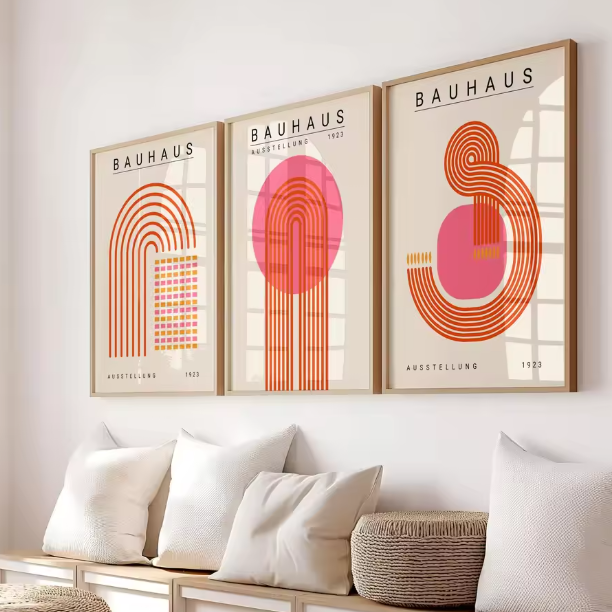 Abstrakcyjny Zestaw Dekoracji Ściennej Wydruki Bauhaus
