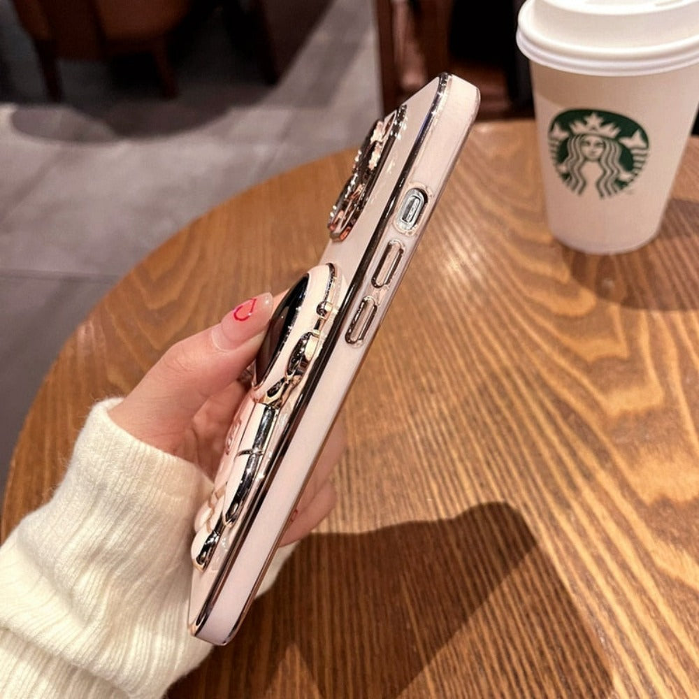 Wytrzymałe smukłe etui na telefon z podstawką iPhone - modny design astronauty