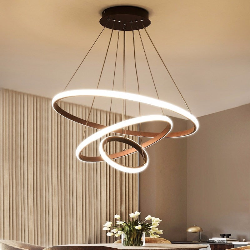 Lampa wisząca LED minimalistyczna z pierścieniami do jadalni