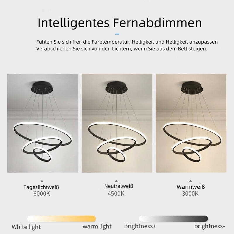Lampa wisząca LED minimalistyczna z pierścieniami do jadalni