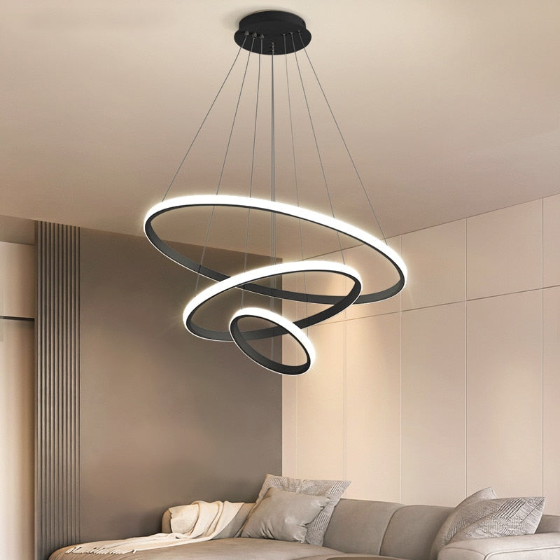 Lampa wisząca LED minimalistyczna z pierścieniami do jadalni