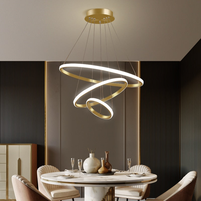 Lampa wisząca LED minimalistyczna z pierścieniami do jadalni