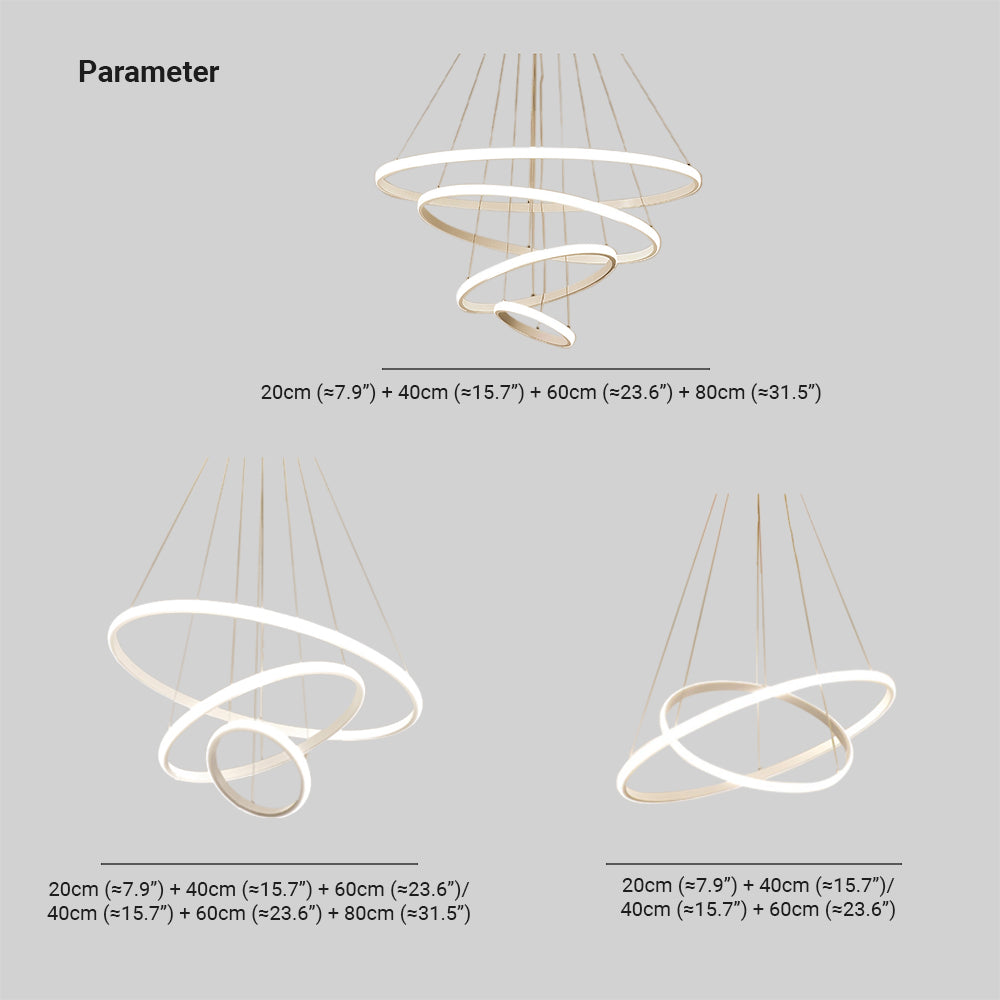 Lampa wisząca LED minimalistyczna z pierścieniami do jadalni