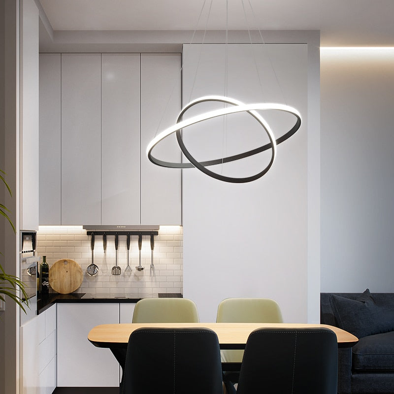 Lampa wisząca LED minimalistyczna z pierścieniami do jadalni