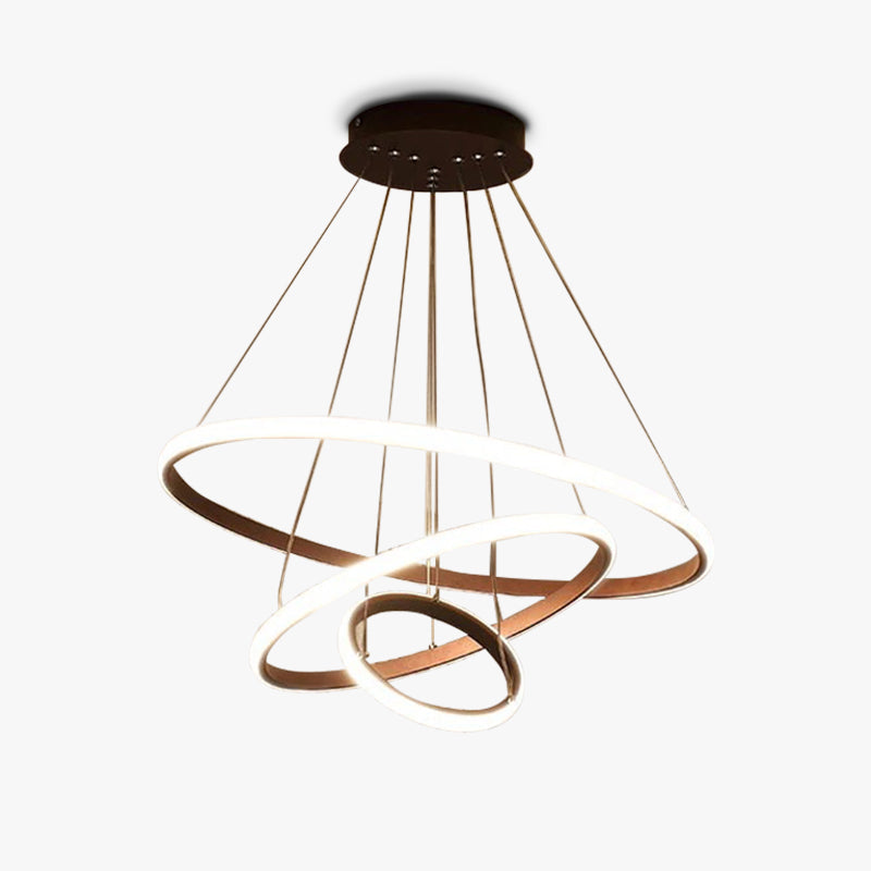 Minimalistyczny lampa wisząca LED z pływającymi pierścieniami do jadalni i salonów