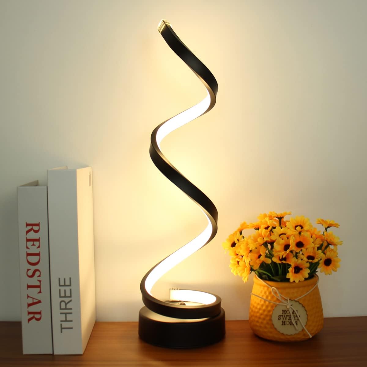 Funkcjonalna spiralna lampa stołowa z trzema kolorami światła