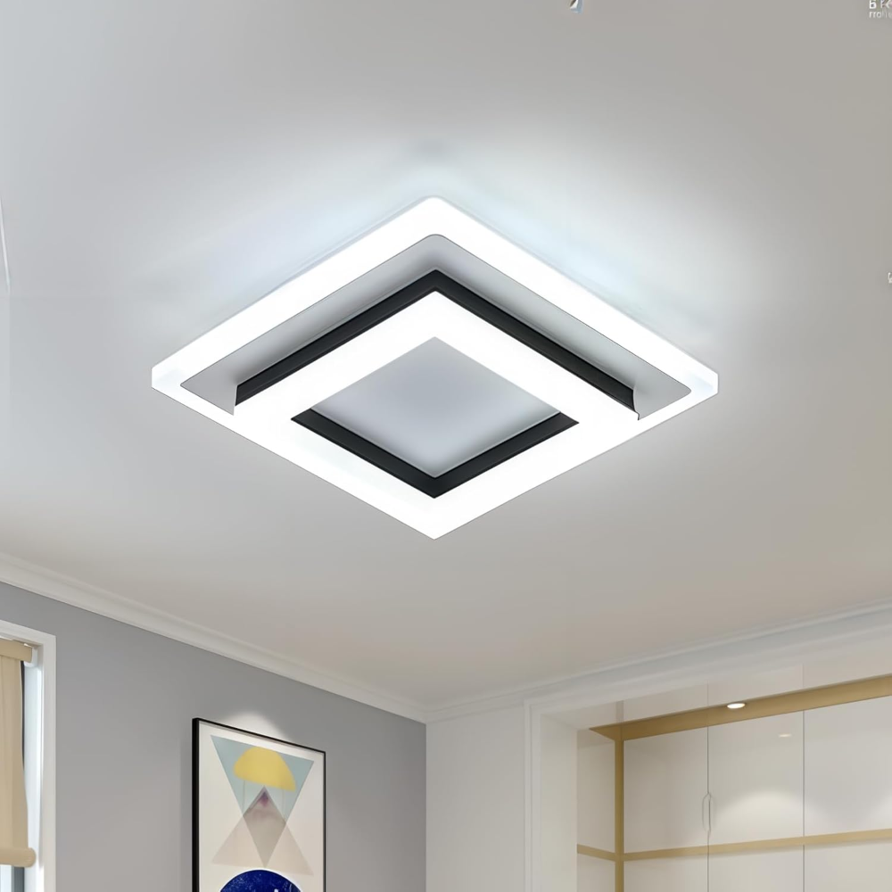 Smukła kwadratowa nowoczesna lampa sufitowa LED – kompaktowy plafon