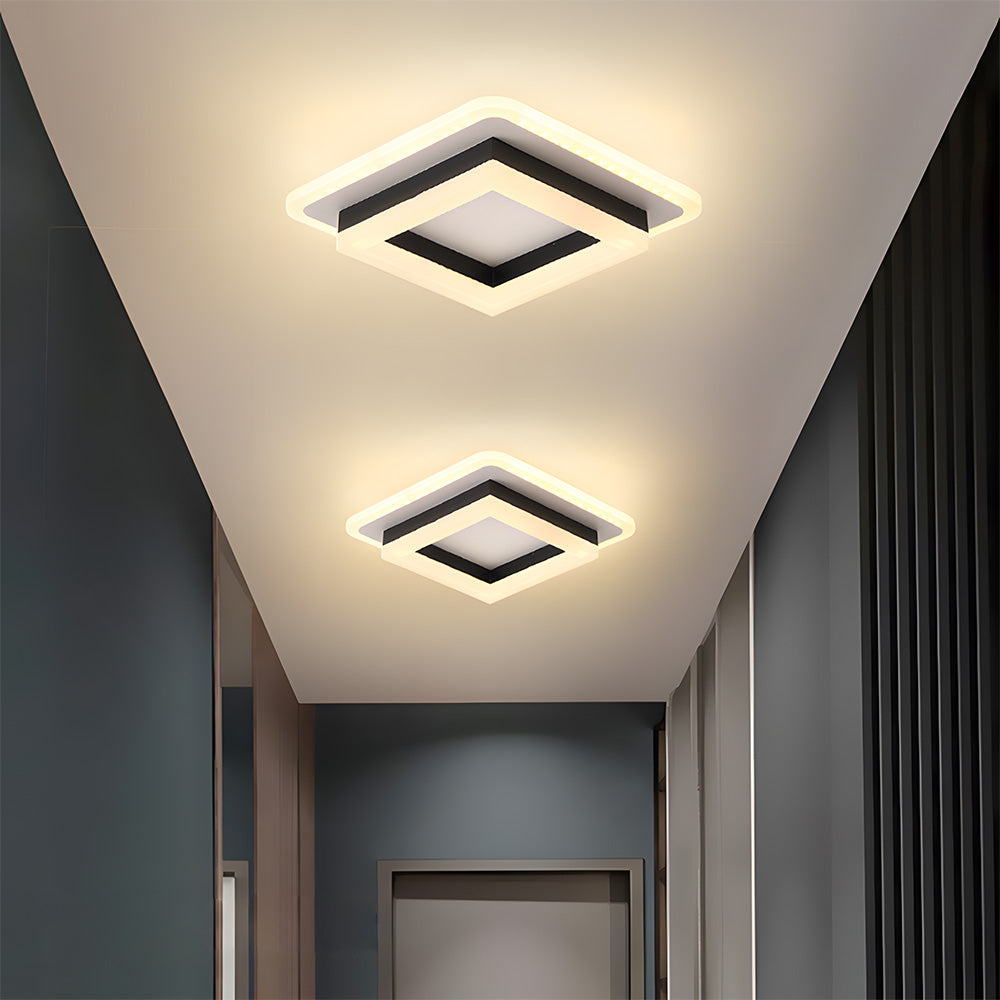 Smukła kwadratowa nowoczesna lampa sufitowa LED – kompaktowy plafon