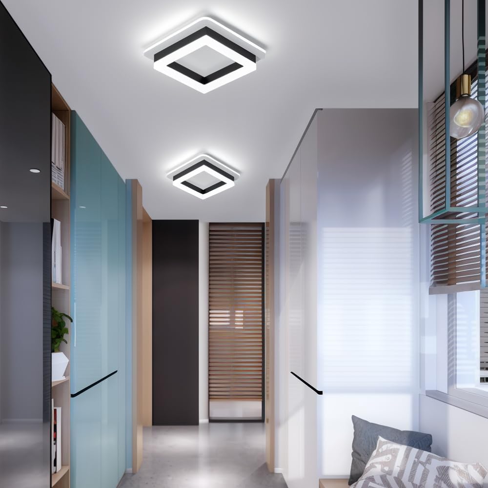 Smukła kwadratowa nowoczesna lampa sufitowa LED – kompaktowy plafon