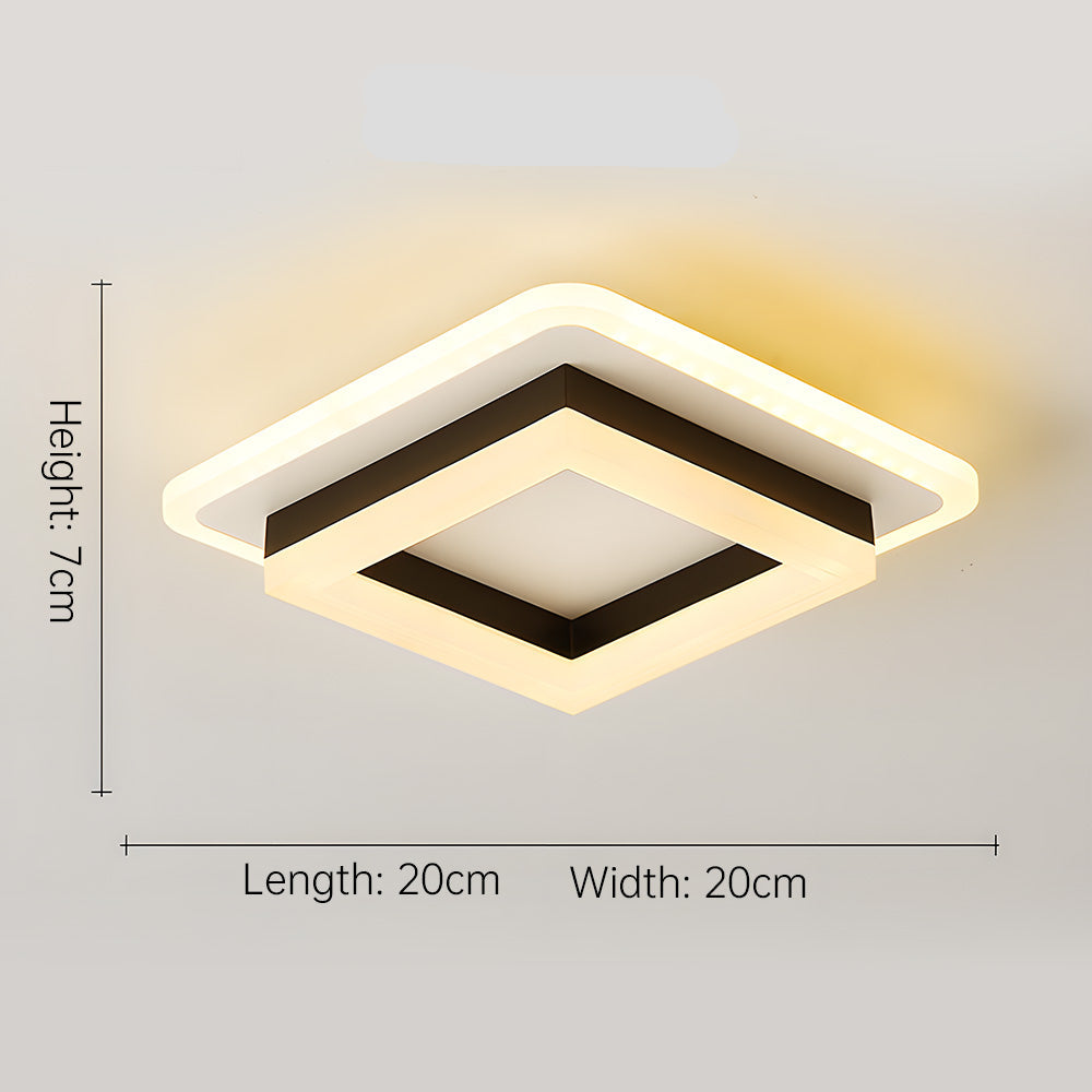 Smukła kwadratowa nowoczesna lampa sufitowa LED – kompaktowy plafon