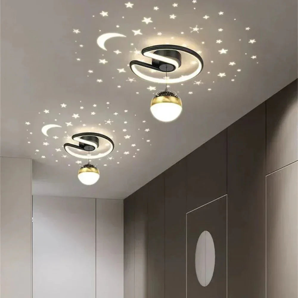 Okrągła Lampa Sufitowa Led Ściemniana Wzór Gwiazd Pokój Dziecka