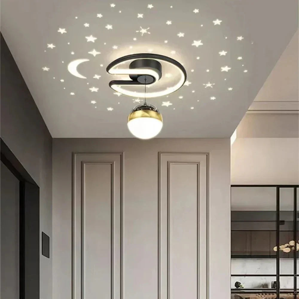 Okrągła Lampa Sufitowa Led Ściemniana Wzór Gwiazd Pokój Dziecka