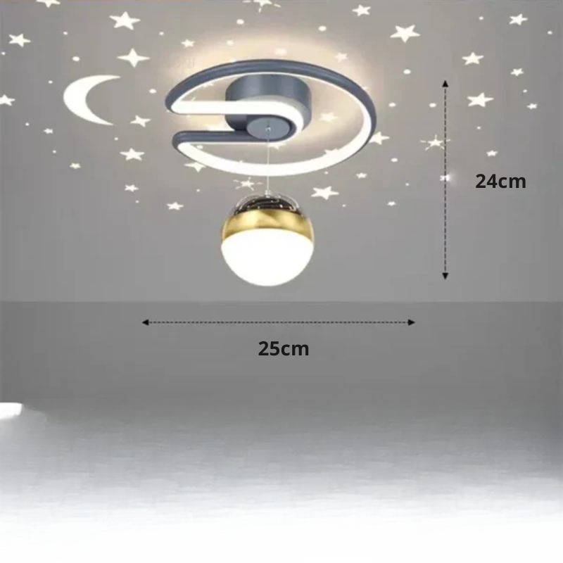 Okrągła lampa sufitowa LED z funkcją ściemniania - Imitująca rozgwieżdżone niebo, do sypialni i pokoi dziecięcych