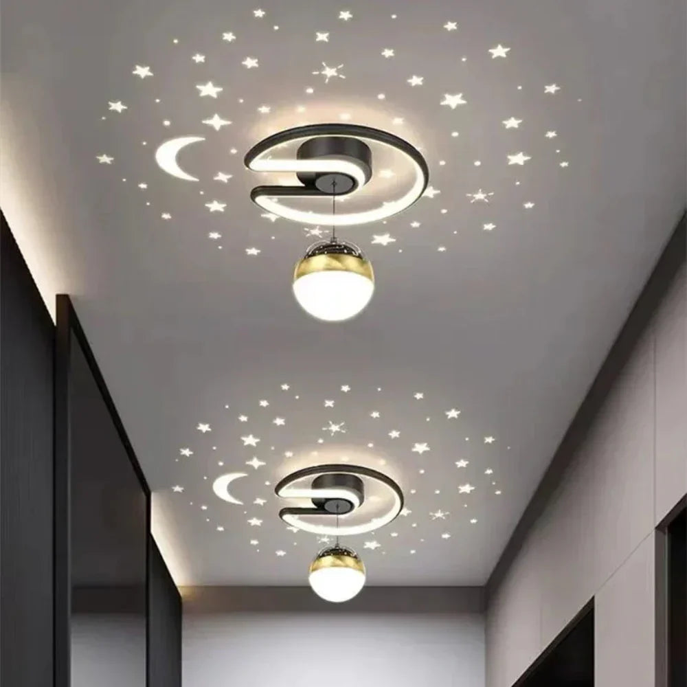 Okrągła Lampa Sufitowa Led Ściemniana Wzór Gwiazd Pokój Dziecka