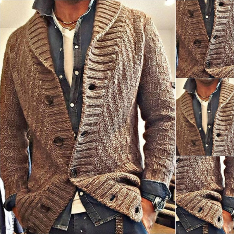 Męska Kurtka Smart Casual Styl Kardiganu Z Klasycznym Kołnierzem