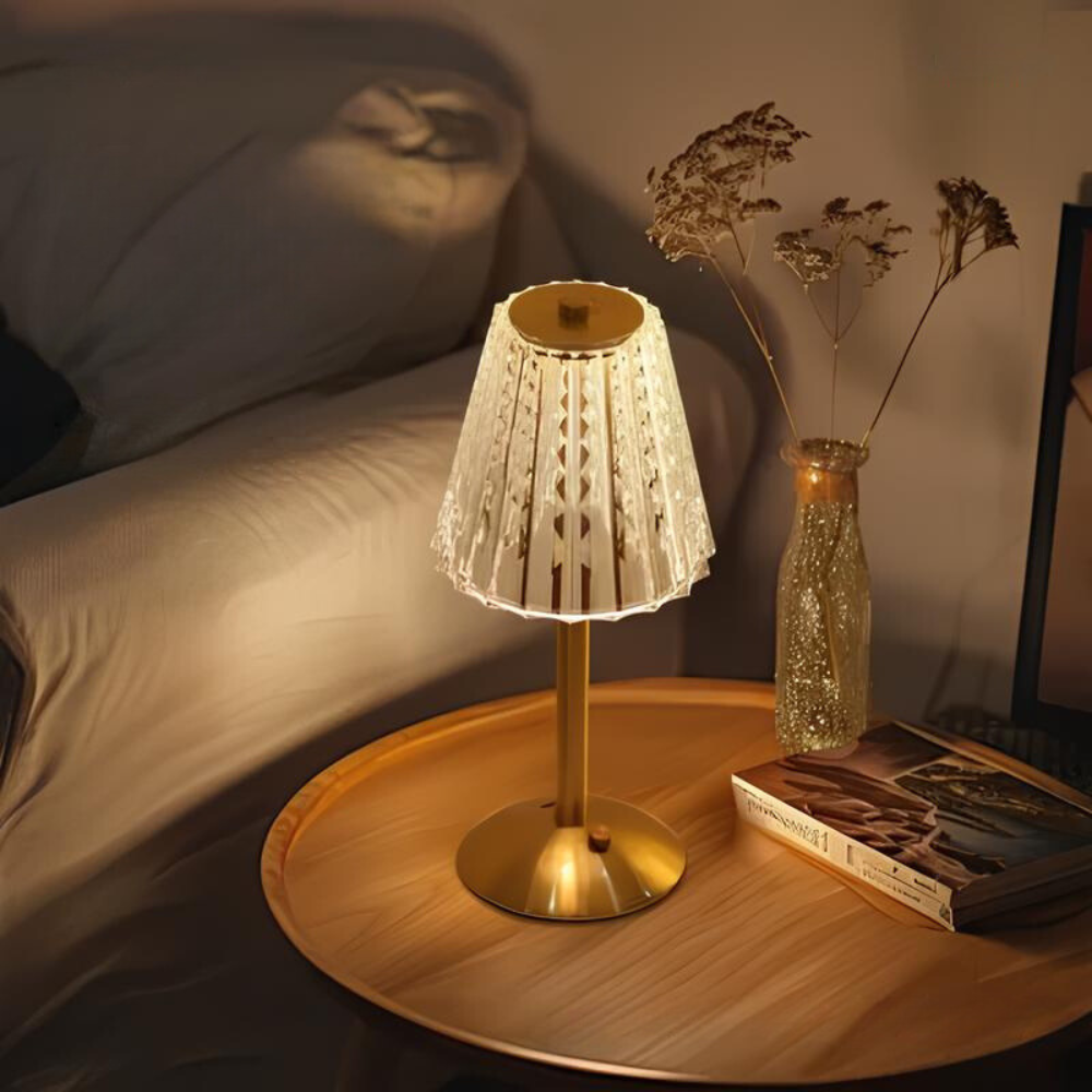 Elegancka LED lampa kryształowym dotykowym i regulacją jasności