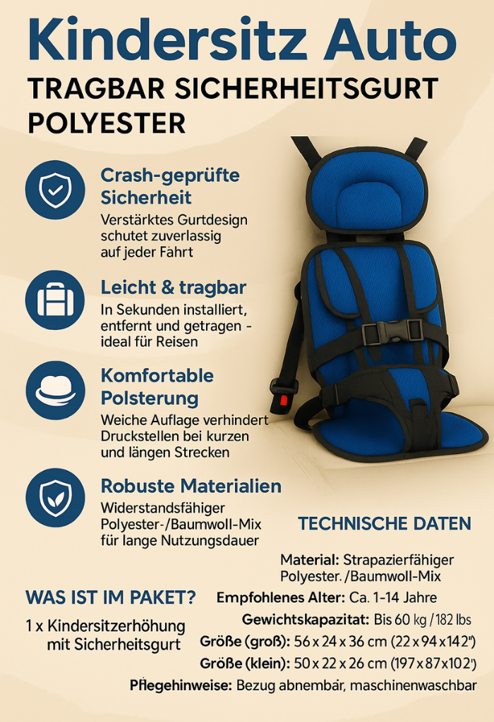 Kompaktowy Podróżny Podstawka Siedziska dla Dzieci - Bezpieczna i pewna podróż