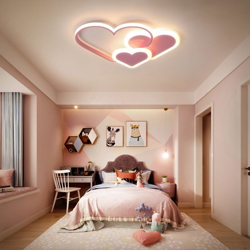 Okrągła lampa sufitowa LED w kolorze różowym i białym
