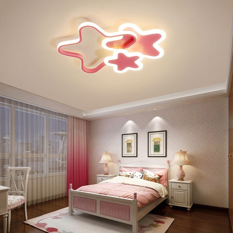 Okrągła lampa sufitowa LED w kolorze różowym i białym