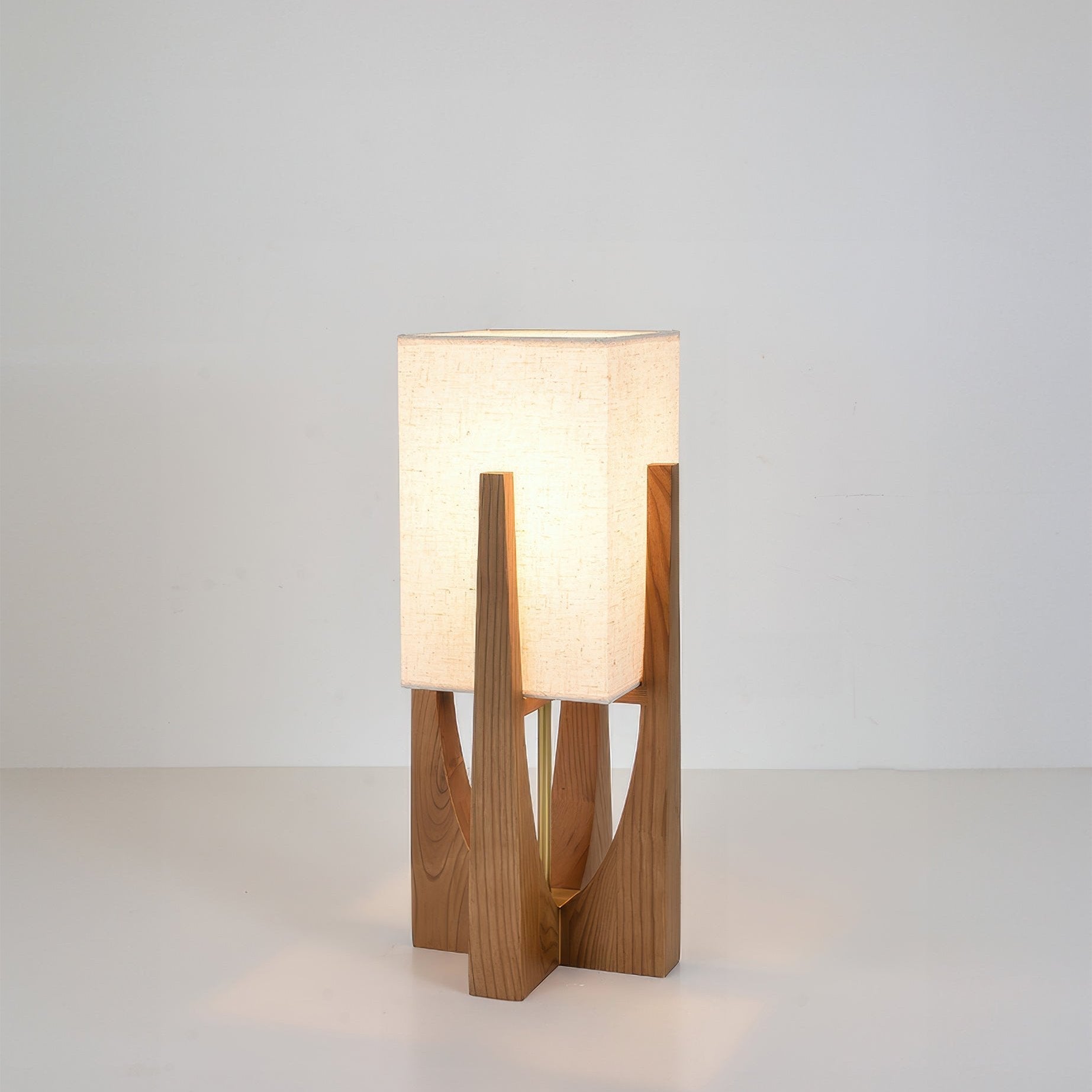 Lampa podłogowa LED styl japoński faktura drewniana rama