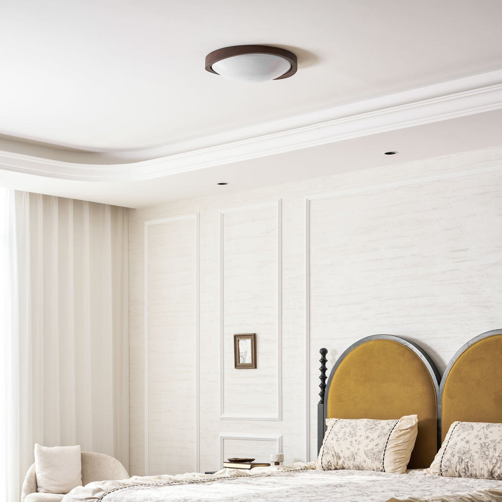 Orzechowy lampa sufitowa LED z zakrzywioną krawędzią do salonu