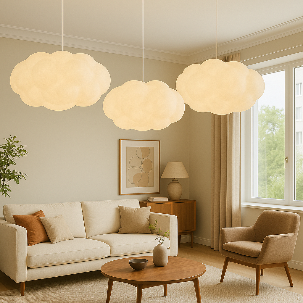 Stylowa lampa wisząca LED w kształcie chmury