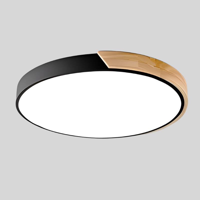 Nowoczesna lampa sufitowa LED z drewna – skandynawski design, montaż płaski