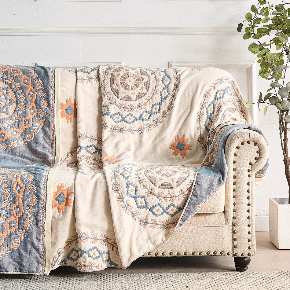 Stylowy mandalowy koc dekoracyjny do wnętrz