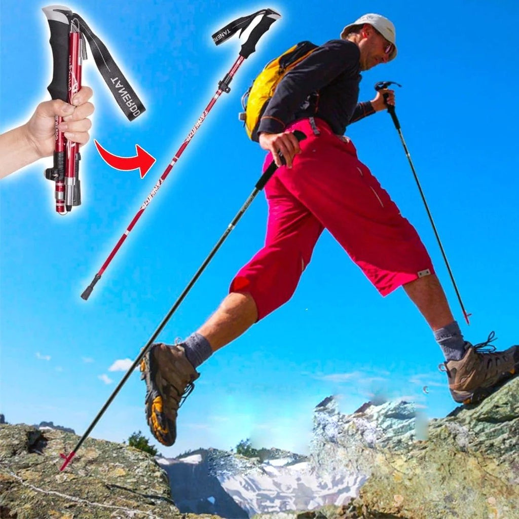 Ultralekki Wytrzymały Aluminiowy Kijek Trekkingowy – Składany i Regulowany