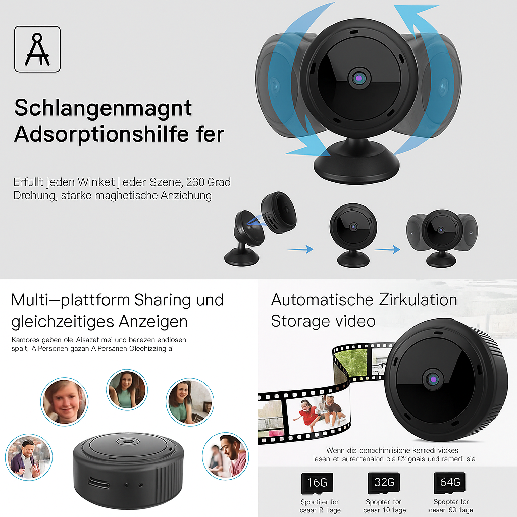 Inteligentna mini kamera WLAN z trybem nocnym
