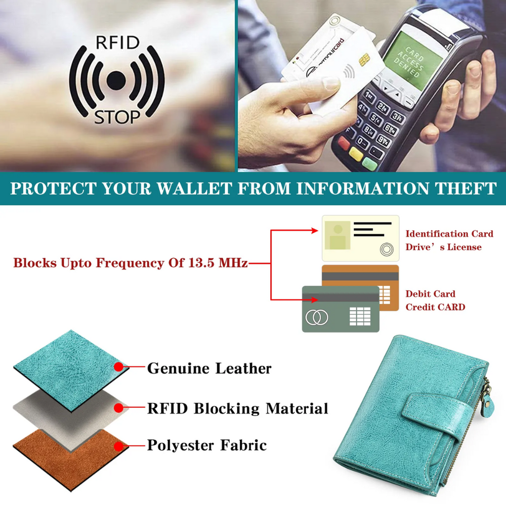 Stylowa portfel wielofunkcyjny z blokadą RFID