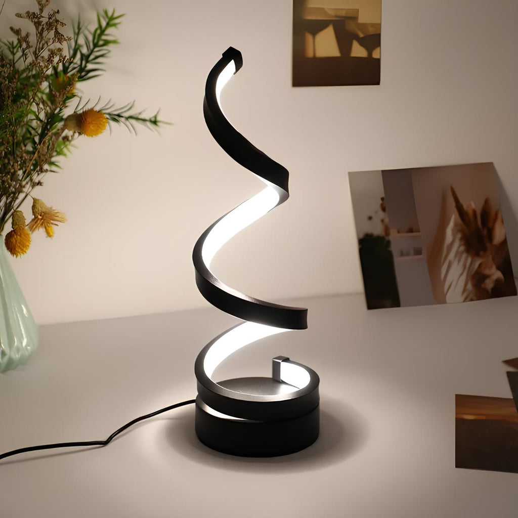 Funkcjonalna spiralna lampa stołowa z trzema kolorami światła