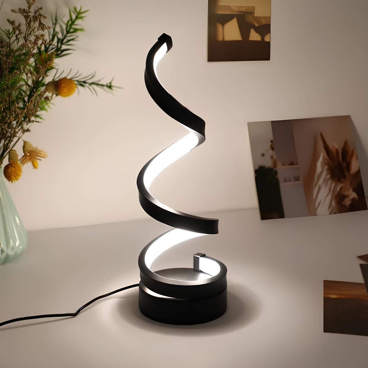 Nowoczesna spiralna lampa stołowa LED z regulacją jasności
