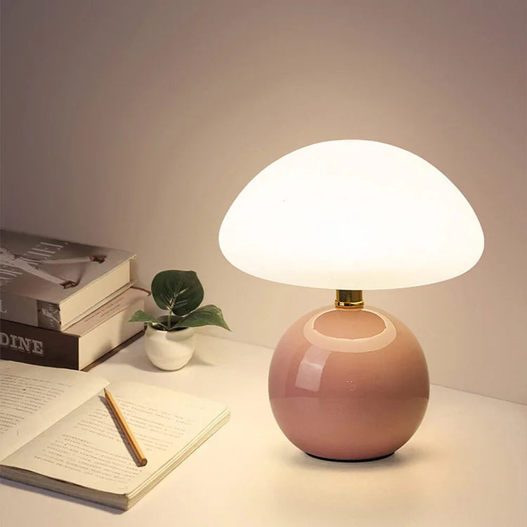 Elegancka minimalistyczna retro lampa grzybowa stołowa