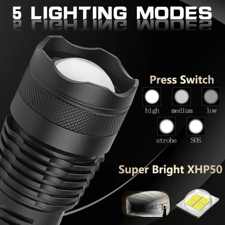 Zaawansowana latarka LED o mocy 90000 lumenów XHP50.2