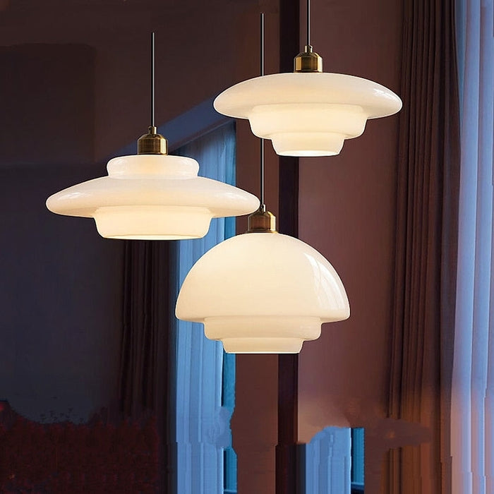 Nowoczesna Biała Szklana Lampa Wisząca