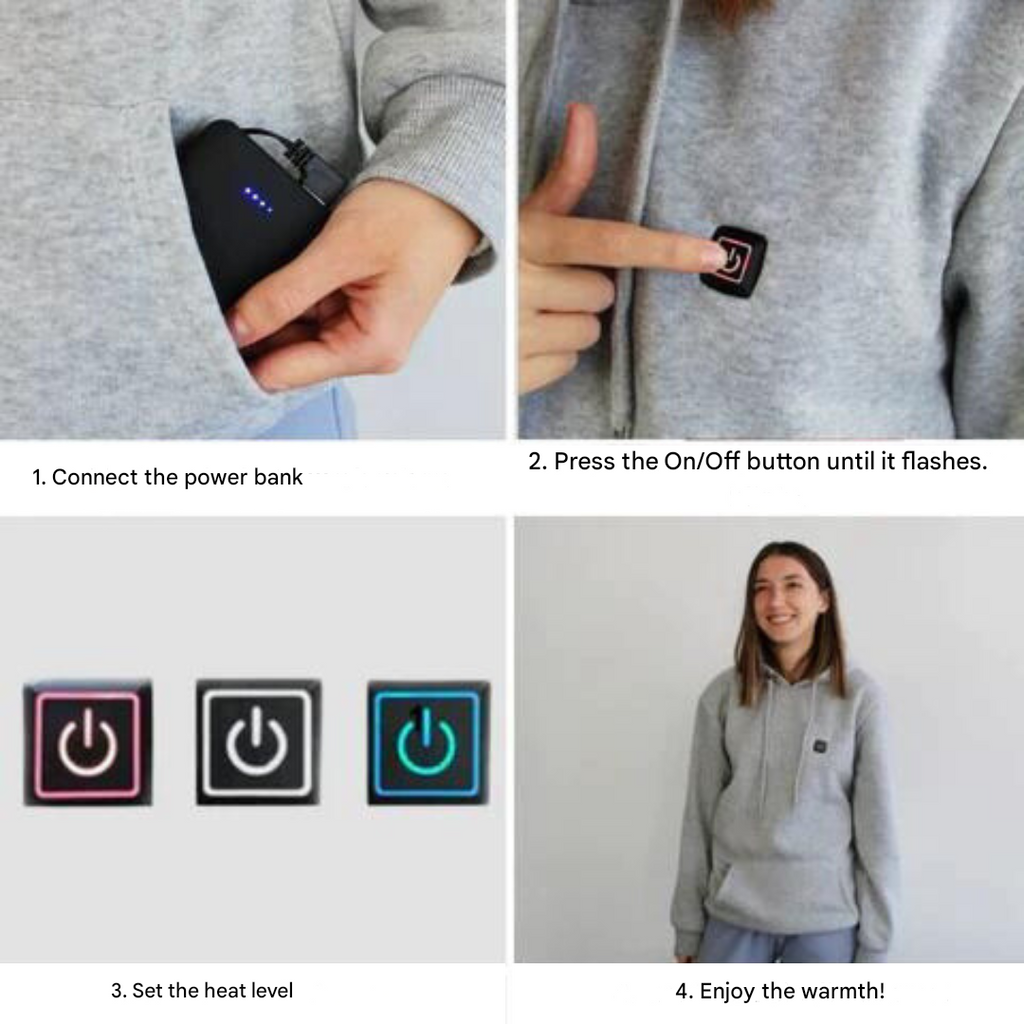 Ogrzewana bluza z kapturem unisex na zewnątrz