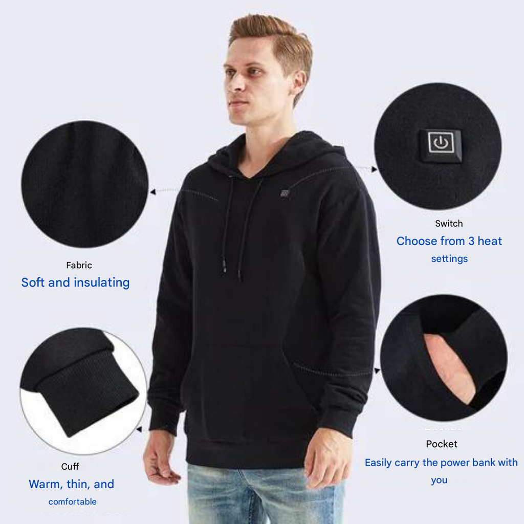 Ogrzewana bluza z kapturem unisex na zewnątrz