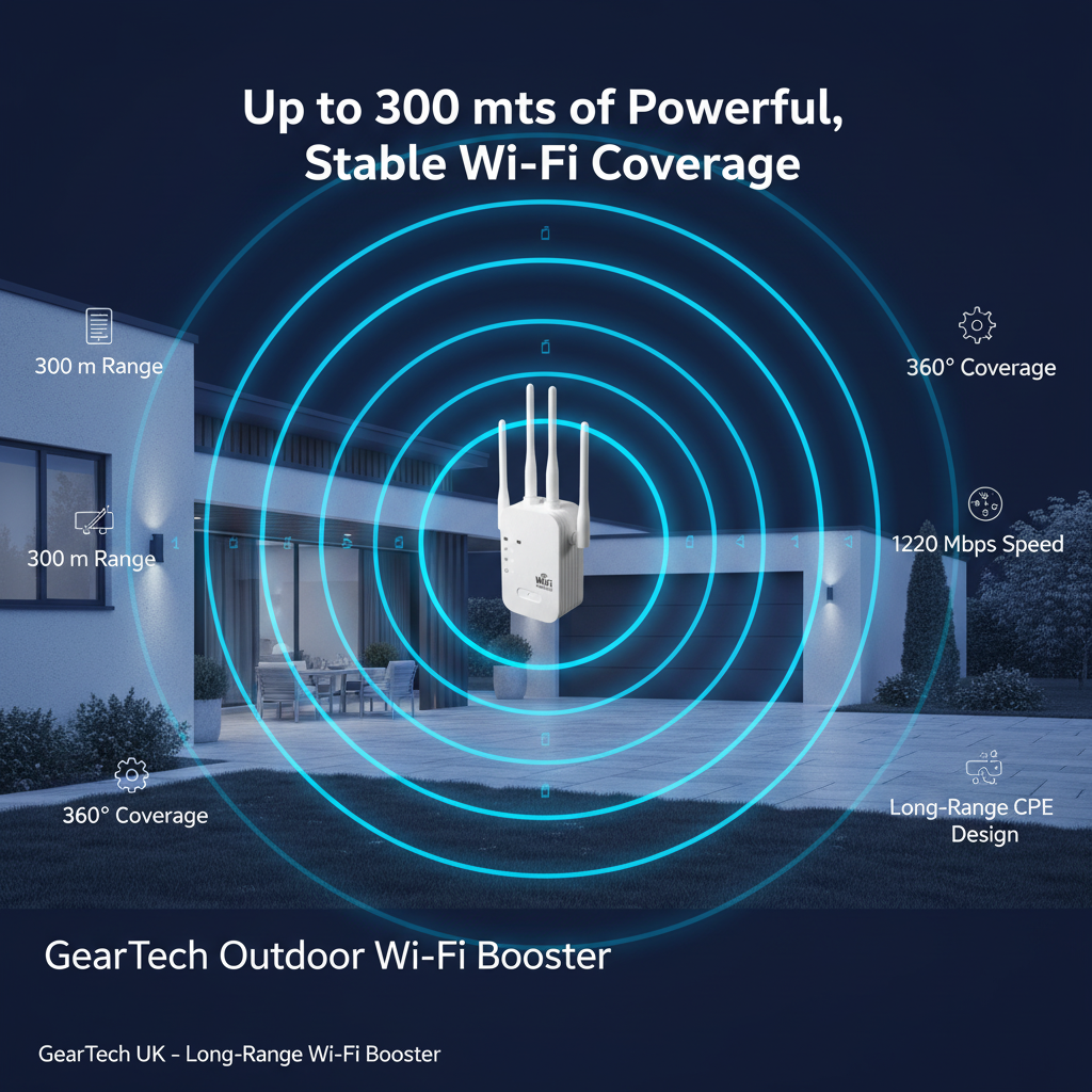 Dwuzakresowy wzmacniacz sygnału WiFi 5G i 2,4G do domu i ogrodu