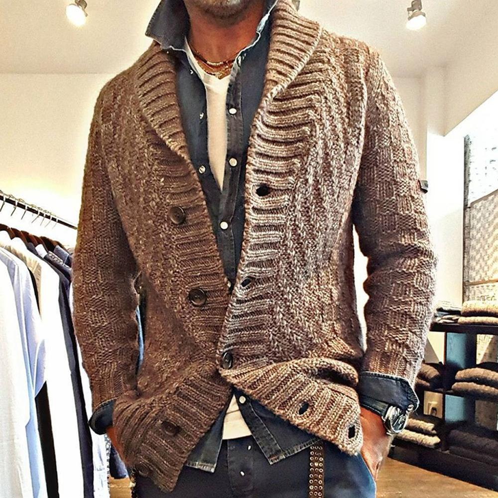 Męska Kurtka Smart Casual Styl Kardiganu Z Klasycznym Kołnierzem