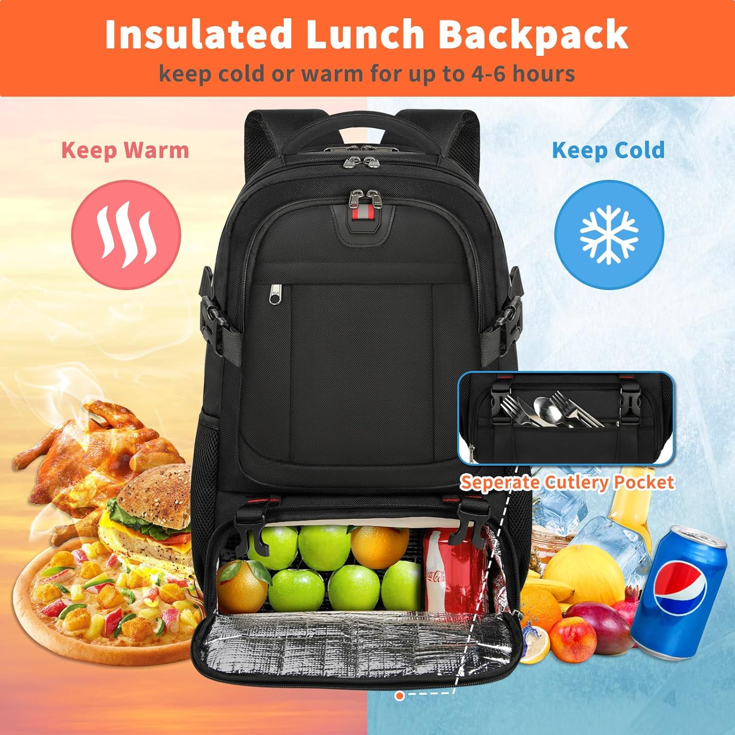 Inteligentny plecak podróżny z przegrodami na laptopa i lunch