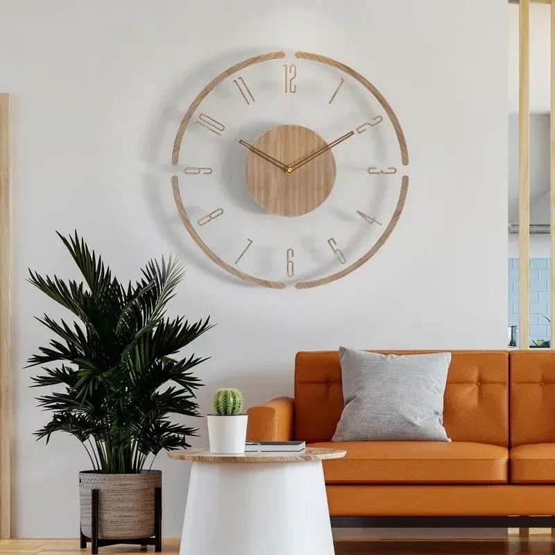 Zegar ścienny drewniany naturalny styl nordycki minimalistyczny
